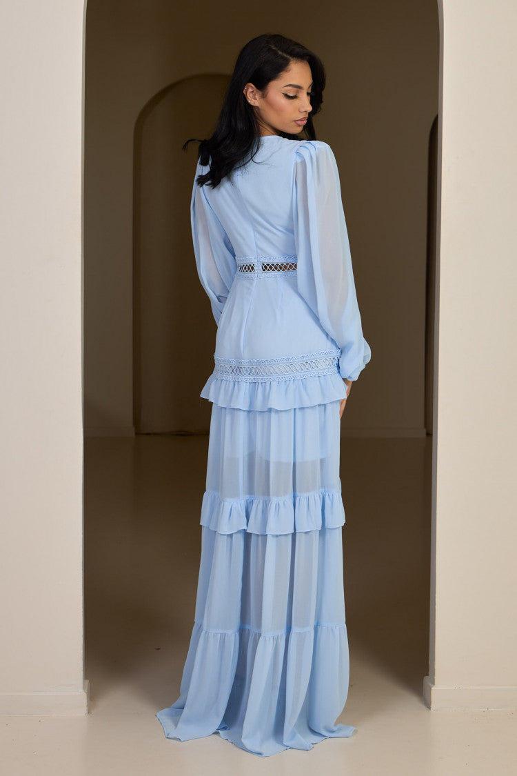 Premium Maxikleid mit Rüschen und Spitze