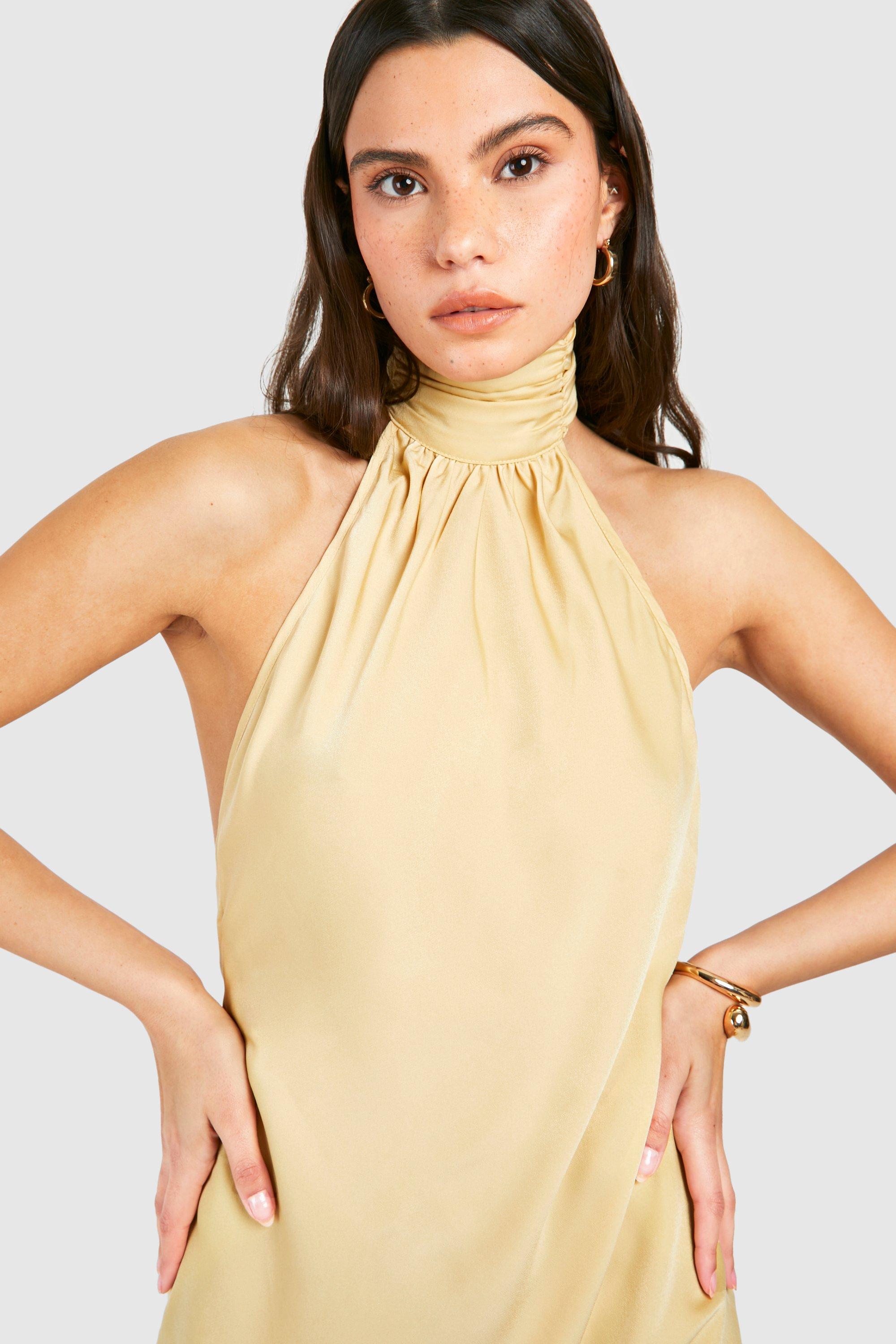 Satin Neckholder-Maxikleid