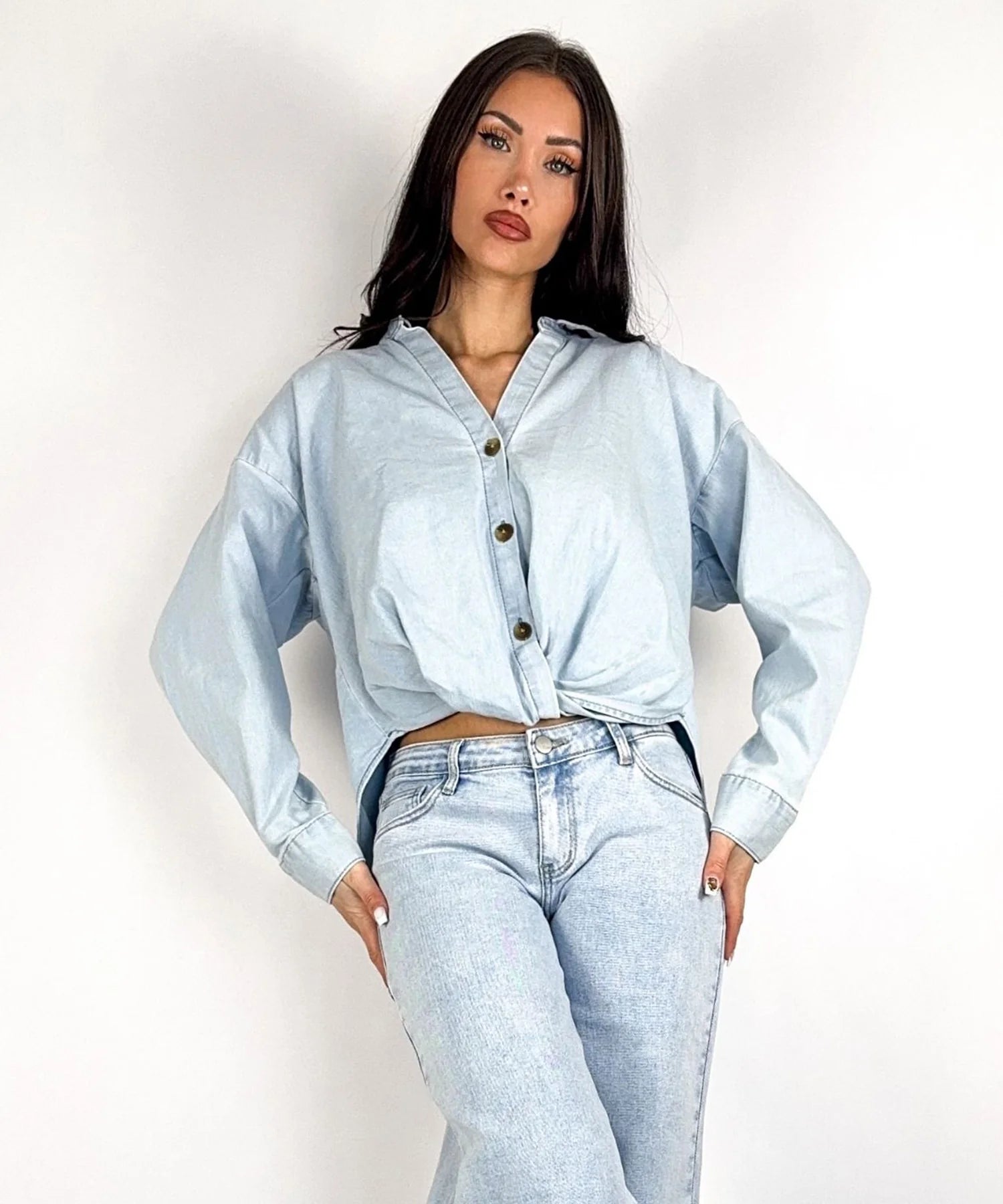 Stretch Wide Leg Jeans Tria Blau