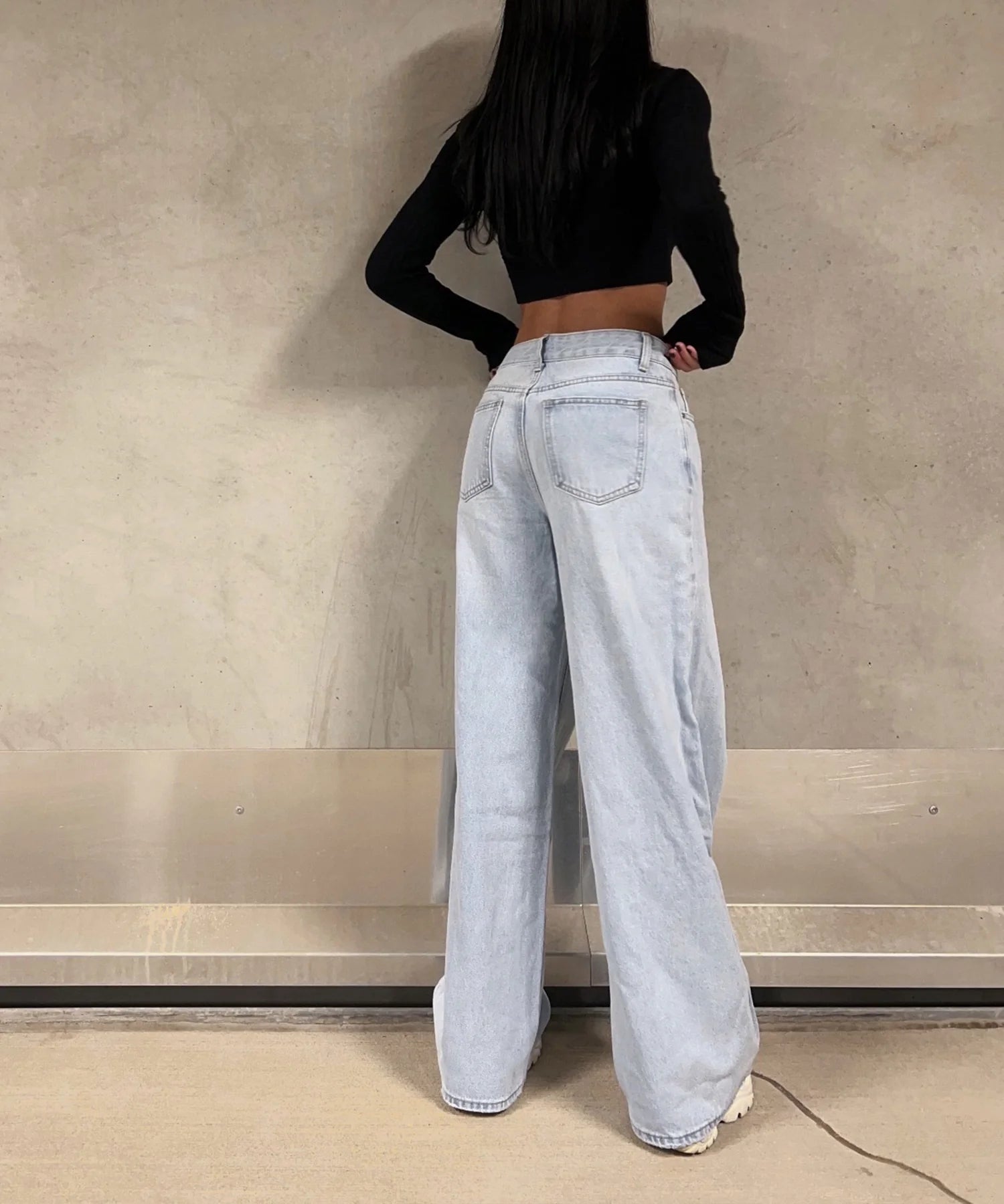 Stretch Wide Leg Jeans loose Blau