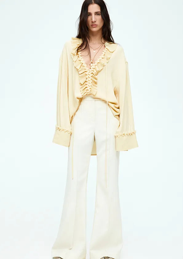 Ruffle Bluse - Buttergelb