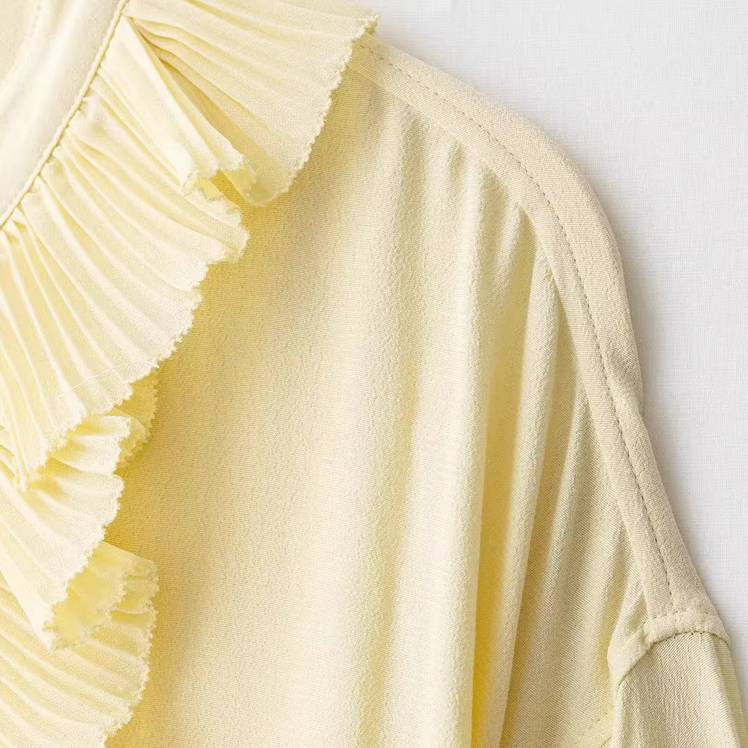 Ruffle Bluse - Buttergelb