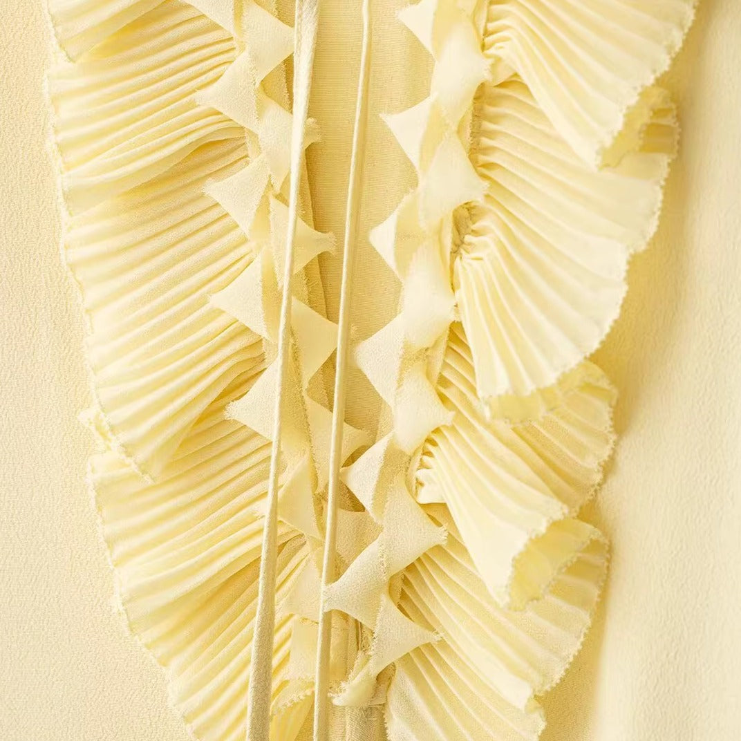 Ruffle Bluse - Buttergelb