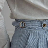 Noir Azure Luxe – High-Waisted Striped Pants