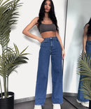 Stretch Wide Leg Jeans classic Blau