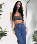 Stretch Wide Leg Jeans classic Blau