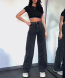 Stretch Wide Leg Jeans dunkel Grau