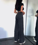 Stretch Wide Leg Jeans dunkel Grau