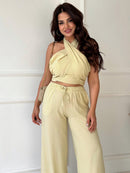 Tie‑Neck Linen Set