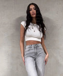 Stretch Wide Leg Jeans hellgrau