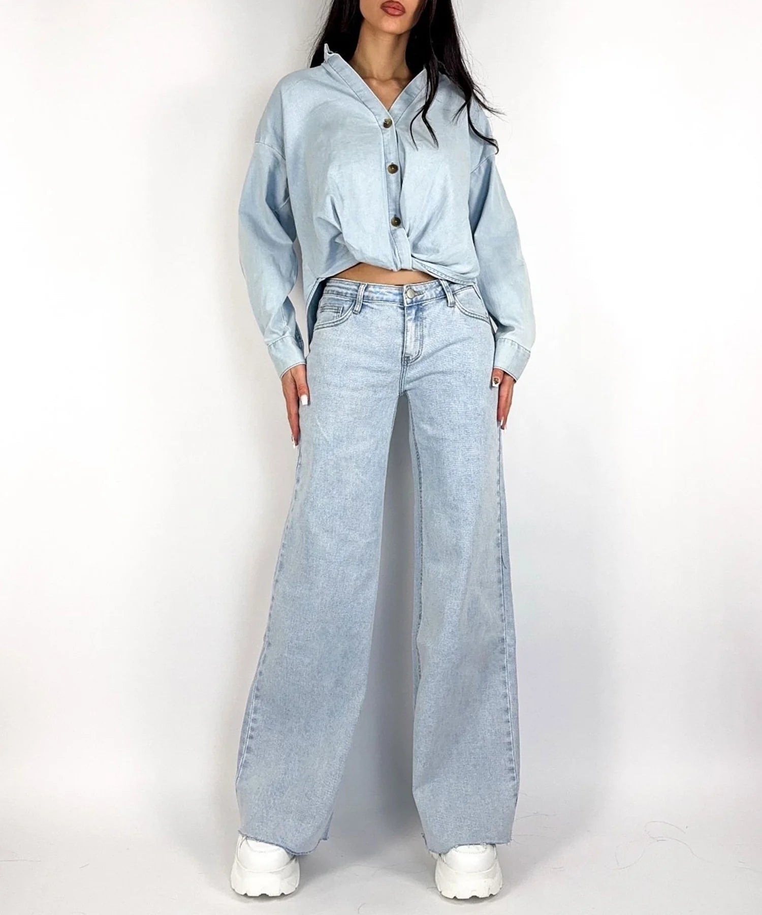 Stretch Wide Leg Jeans Tria Blau