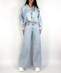 Stretch Wide Leg Jeans Tria Blau