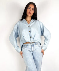 Stretch Wide Leg Jeans Tria Blau
