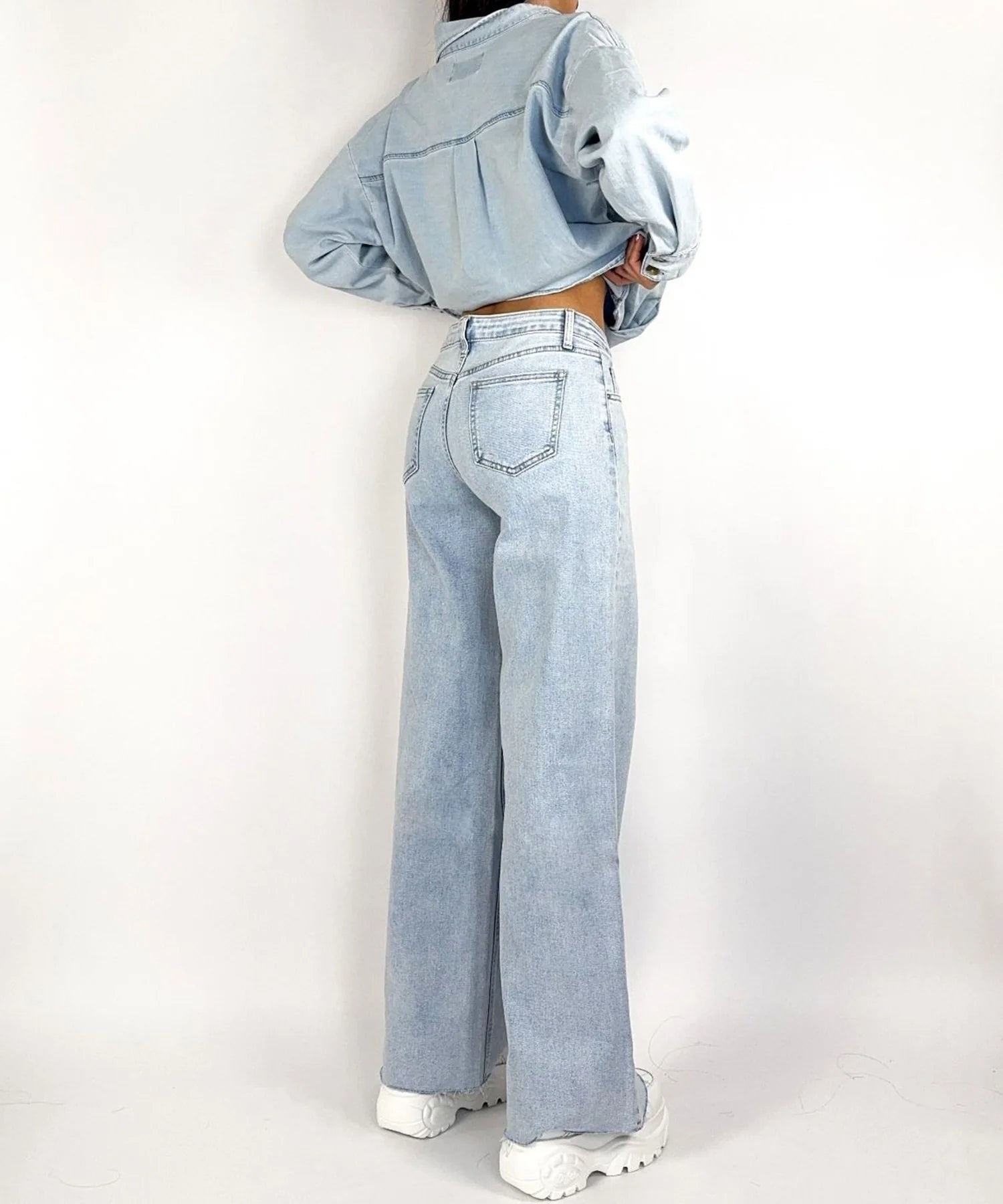 Stretch Wide Leg Jeans Tria Blau