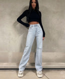 Stretch Wide Leg Jeans Sawi Blau