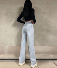 Stretch Wide Leg Jeans Sawi Blau
