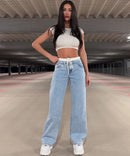 Stretch Wide Leg Jeans Blau