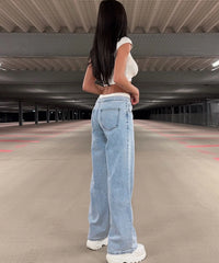 Stretch Wide Leg Jeans Blau