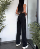 Stretch Wide Leg Jeans Schwarz