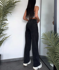 Stretch Wide Leg Jeans Schwarz