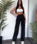 Stretch Wide Leg Jeans Schwarz