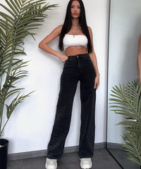 Stretch Wide Leg Jeans Schwarz