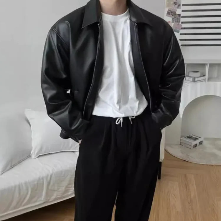 Noir Bomber Lederjacke