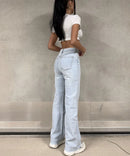 Stretch Wide Leg Jeans Sola Blau