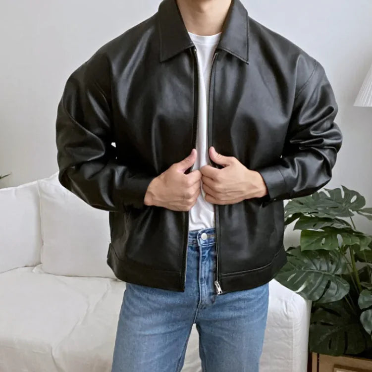 Noir Bomber Lederjacke